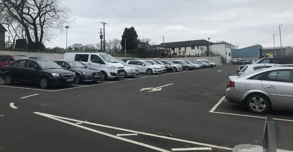 New car parking beside main offices