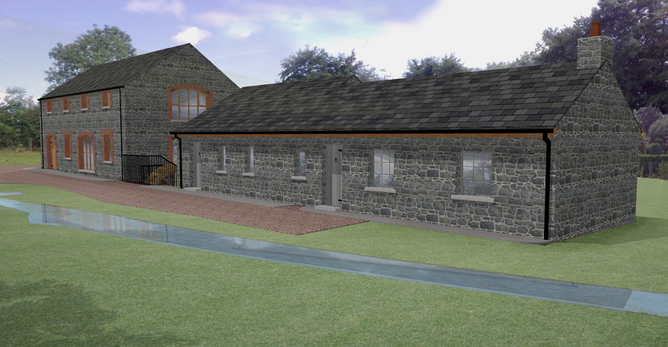 3D image of mill conversion with mill between the home 
