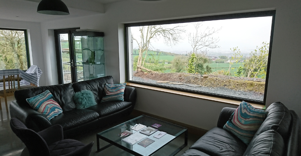 seating area with large window to take in the views