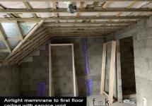 Airtight memnrane to first floor ceiling with service void