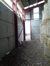 Inside straw storage shed 