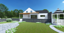 Modern Home Northern Ireland with stone wall 