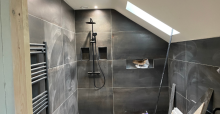 Modern wet room bathroom tiled